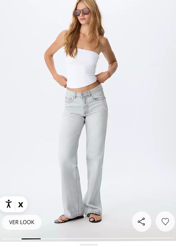 Stradivarius D92 straight wide leg gri jean
