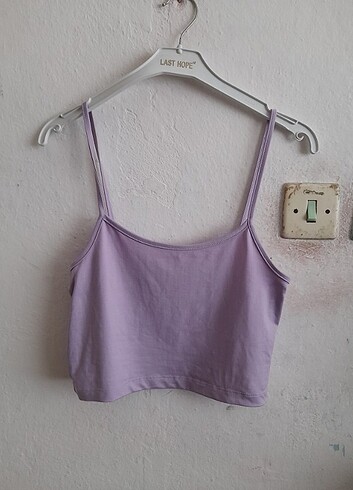 askılı crop mini üst lila pull and bear