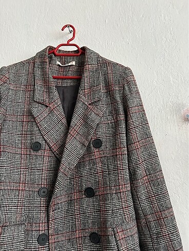 Zara kareli ekose blazer ceket astarlı kaban ceket pötikare ofis ceke
