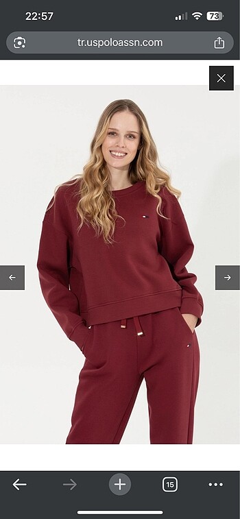us polo assn Kadın Vişne Bisiklet Yaka Sweatshirt