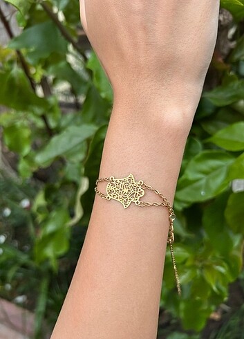 Gold Fatma ana eli figürü çelik bileklik 3lü - Görsel 3
