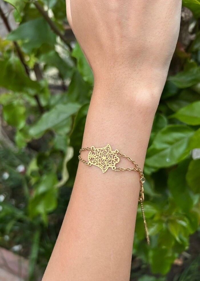 Gold Fatma ana eli figürü çelik bileklik 3lü - Görsel 3