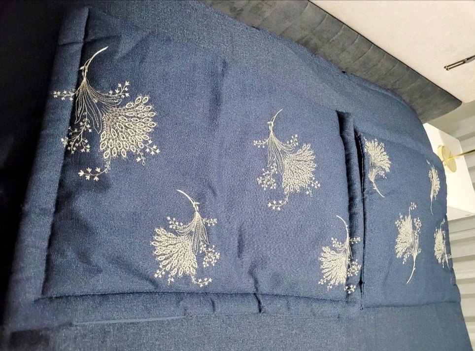 Nakışlı Lacivert Yatak Örtüsü - Görsel 4