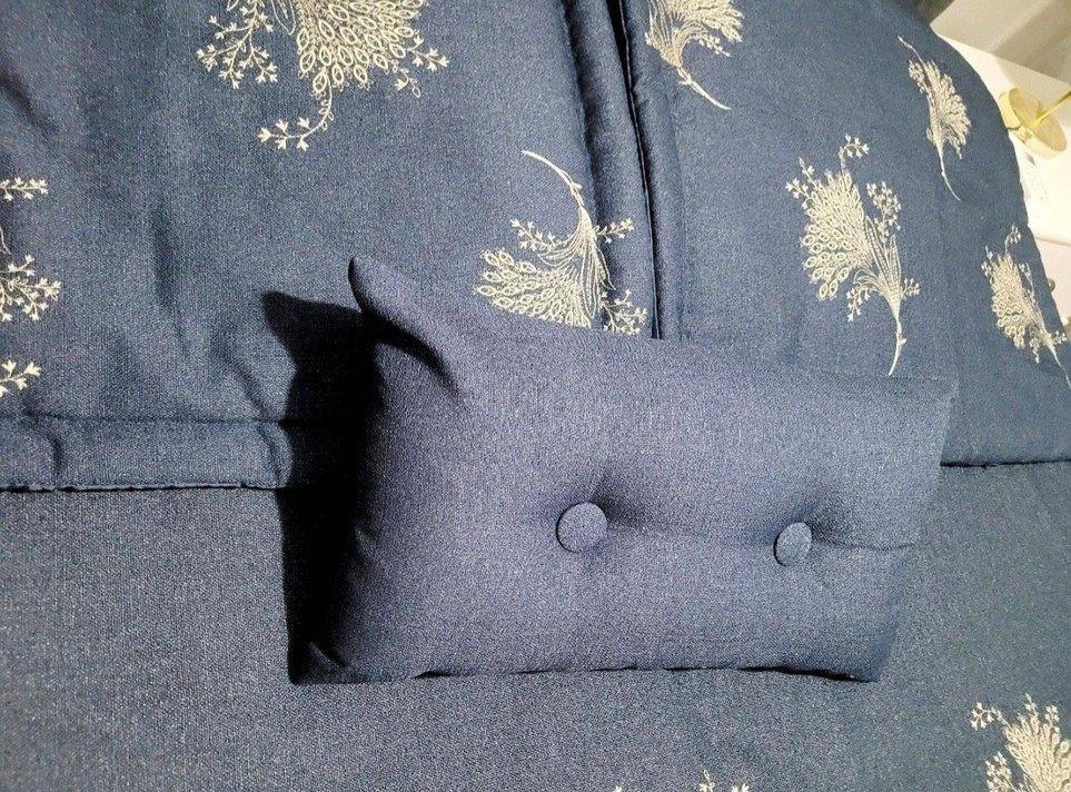 Nakışlı Lacivert Yatak Örtüsü - Görsel 3