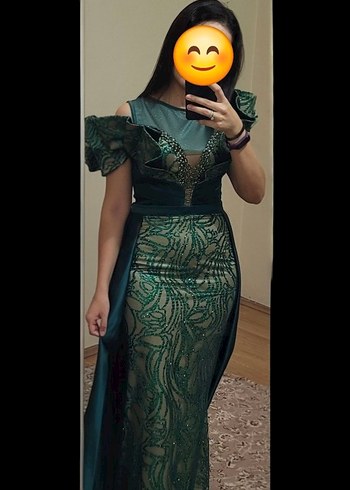 Drapeli Straplez Uzun Yeşil Abiye Elbise - Görsel 3