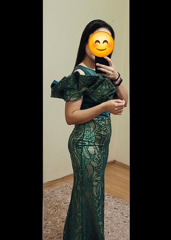 Drapeli Straplez Uzun Yeşil Abiye Elbise - Görsel 5