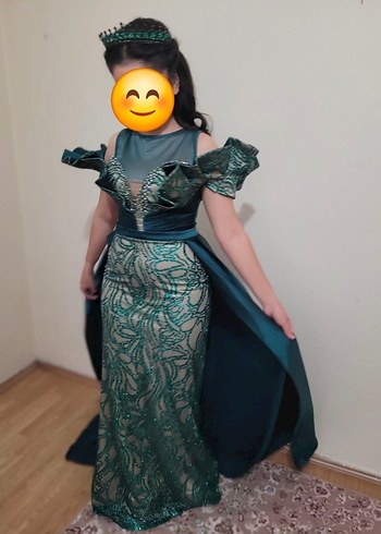 Drapeli Straplez Uzun Yeşil Abiye Elbise - Görsel 2