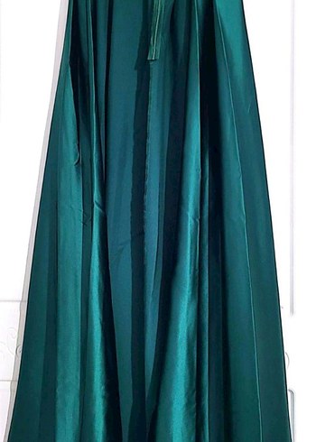 Drapeli Straplez Uzun Yeşil Abiye Elbise - Görsel 8