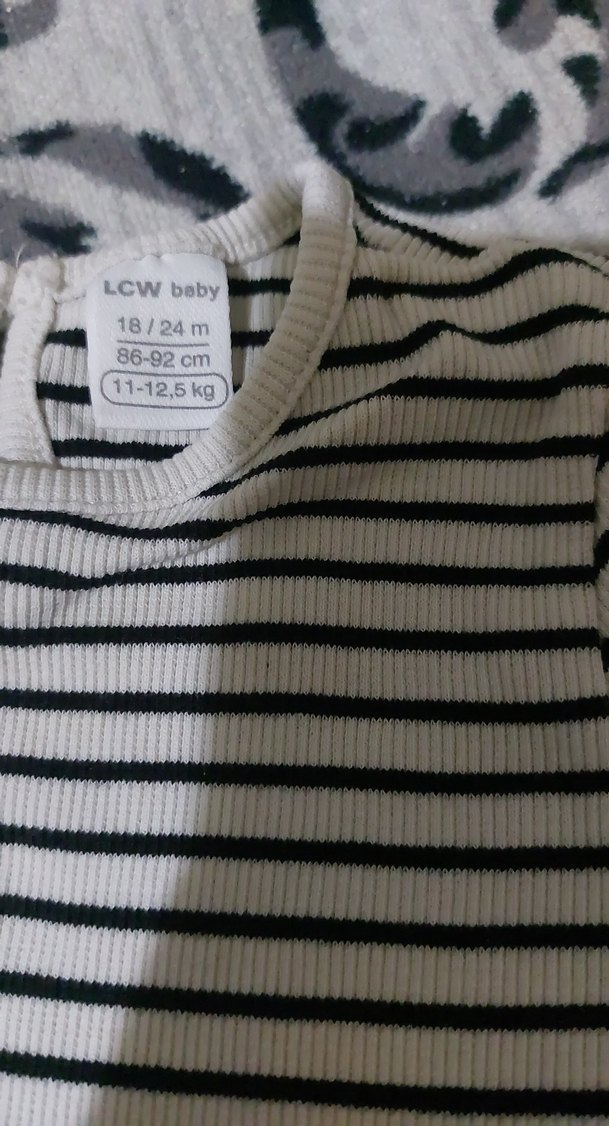 Çizgili beyaz siyah bebek Takımı - Görsel 2