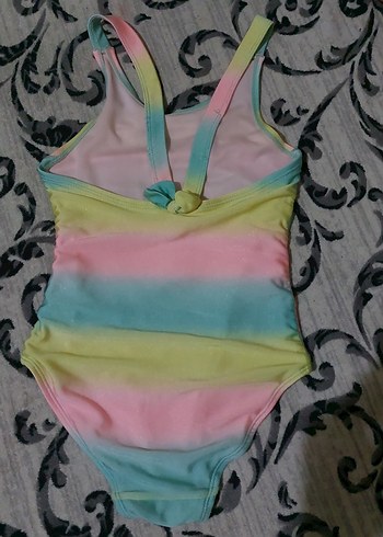 Kız Çocuk Pastel Renkli Bağlama Desenli Mayo - Görsel 2