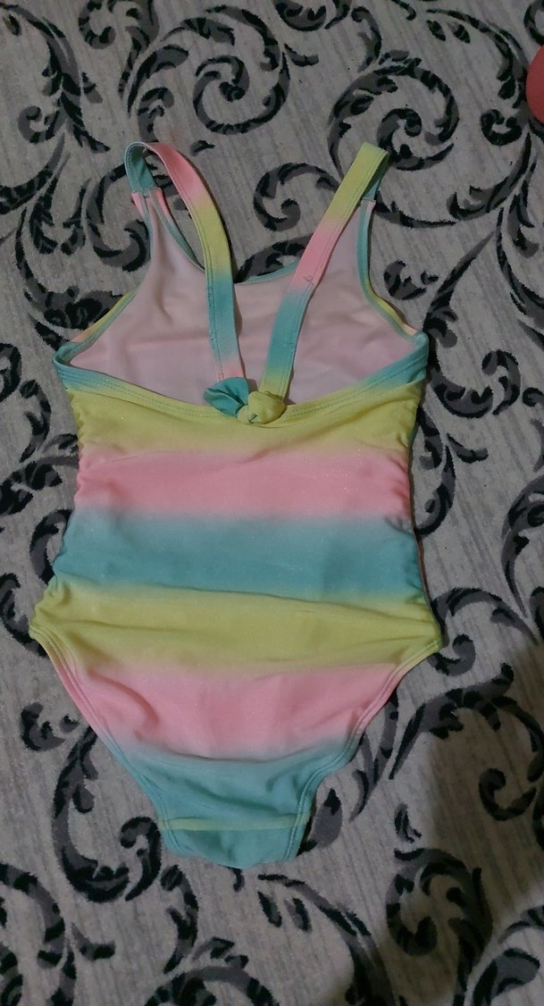 Kız Çocuk Pastel Renkli Bağlama Desenli Mayo - Görsel 2