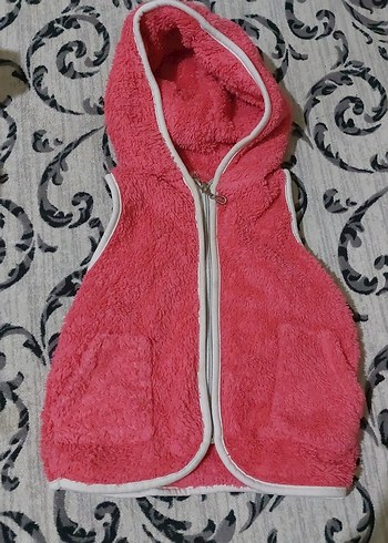 Kız Çocuk Kapüşonlu Fermuarlı Pembe Yelek - Görsel 2