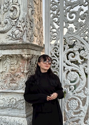 Uzun Siyah Gotik Yüksek Yakalı Elbise - Görsel 5