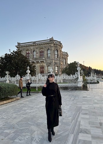 Uzun Siyah Gotik Yüksek Yakalı Elbise - Görsel 2