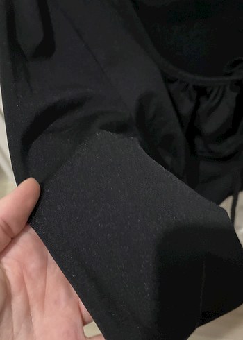 Siyah V Yaka Uzun Kollu Gotik Bluz - Görsel 4