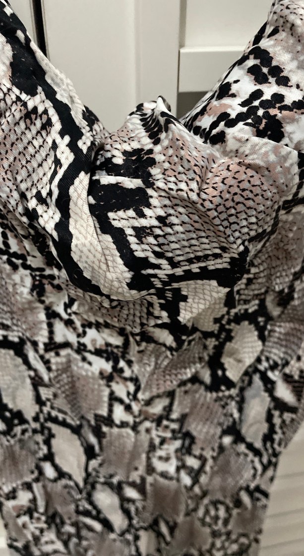 Kadın Gri Yılan Desenli Uzun Elbise - Görsel 2