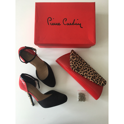 Pierre Cardin Leopar Topuklu Bordo - Siyah Stiletto