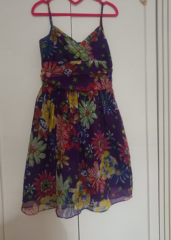 Bohem Çiçek Desenli Mor elbise - Görsel 2