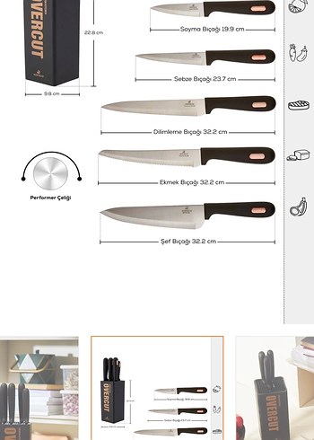 Karaca Overcut Siyah Bıçak Seti - Görsel 2