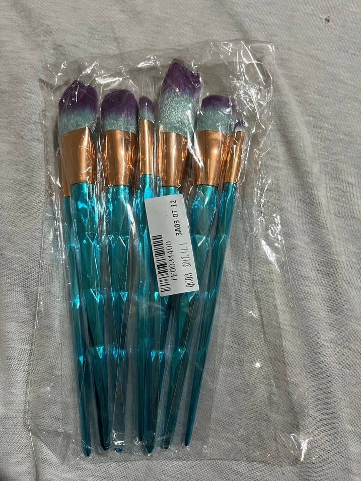 Kristal Mavi Renkli Makyaj Fırça Seti - Görsel 3