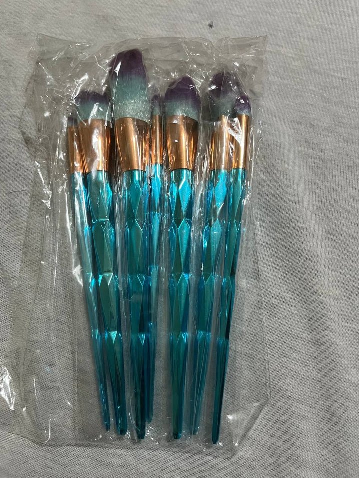 Kristal Mavi Renkli Makyaj Fırça Seti - Görsel 2