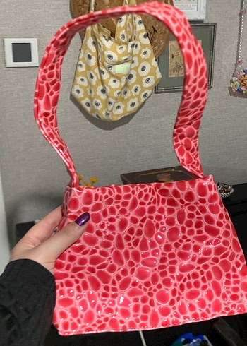  Beden Parlak Pembe leopar Desenli Kadın Çanta