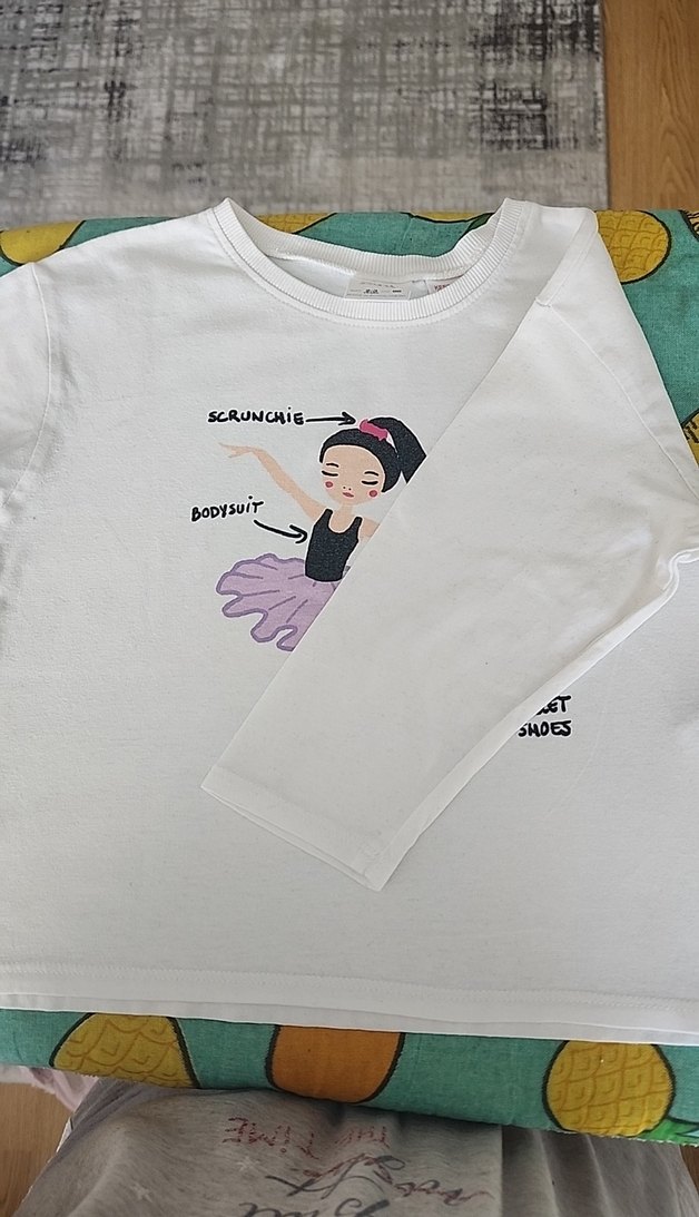 Kız Çocuk Beyaz Baskılı Tişört - Görsel 3