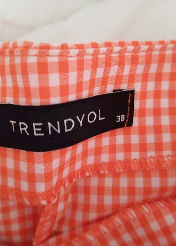 turuncu pötikare Fırfırlı Mini Etek - Görsel 4