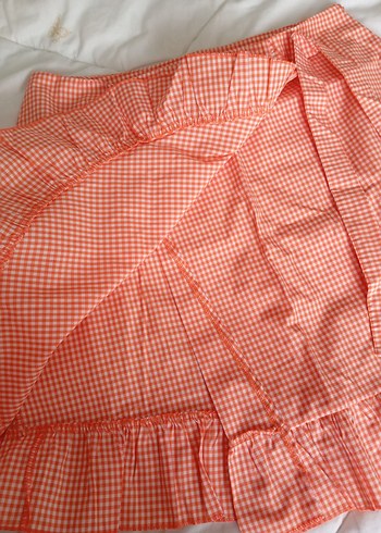 turuncu pötikare Fırfırlı Mini Etek - Görsel 3