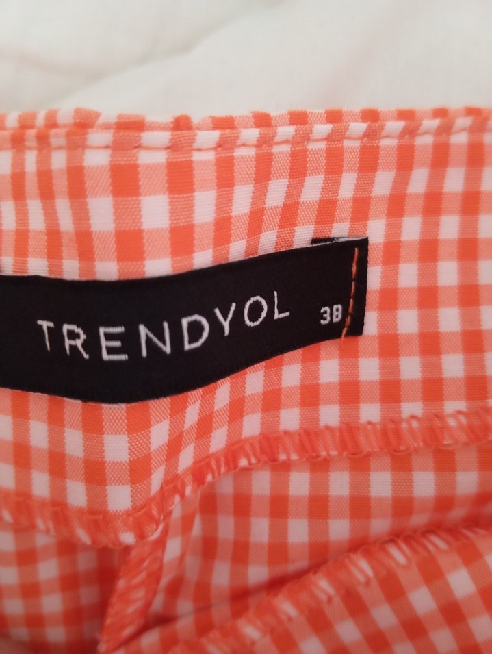 turuncu pötikare Fırfırlı Mini Etek - Görsel 4