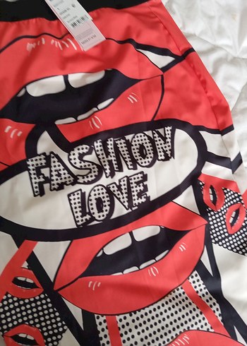 Renkli dudak Baskılı Kalem Etek - Görsel 3