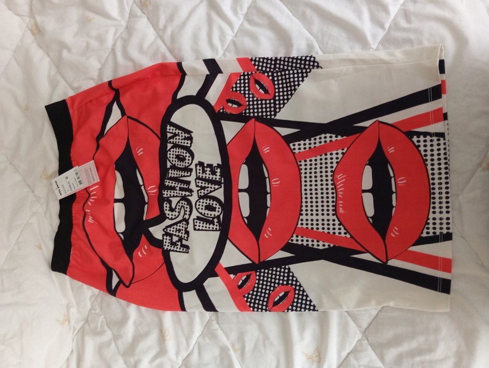 Renkli dudak Baskılı Kalem Etek - Görsel 2