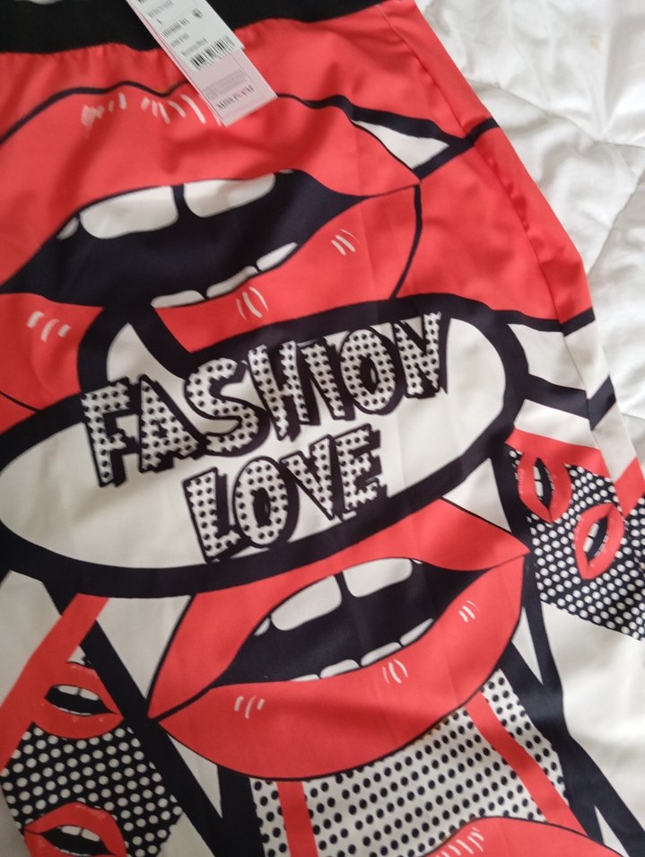 Renkli dudak Baskılı Kalem Etek - Görsel 3