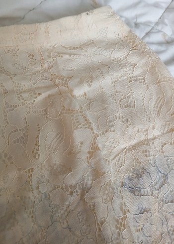 İşlemeli ekru Bohem etek - Görsel 4