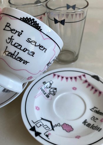 Karaca gelin damat kahve fincanı seti - Görsel 3