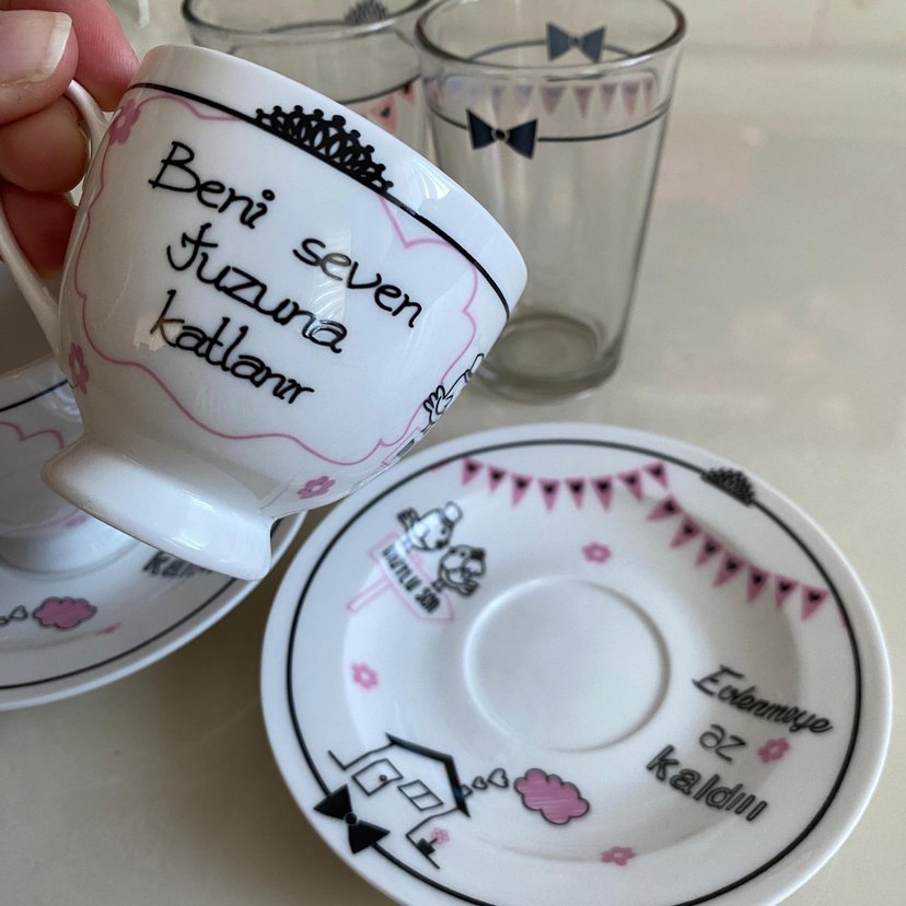 Karaca gelin damat kahve fincanı seti - Görsel 3