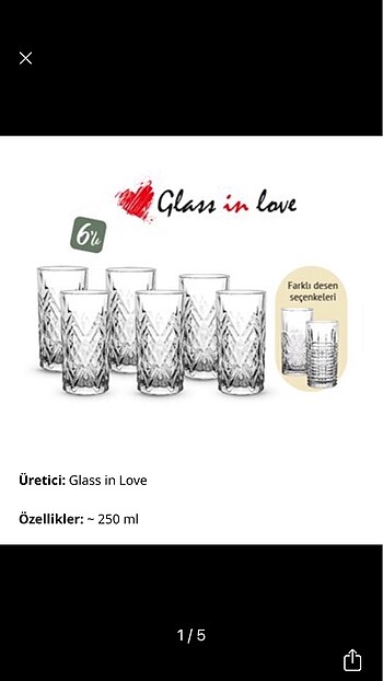 Glass in lav 6 lı su bardağı