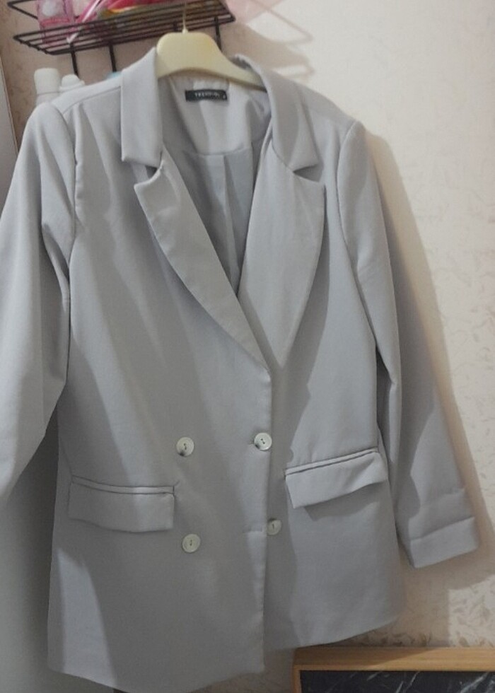 Gri blazer ceket - Görsel 5
