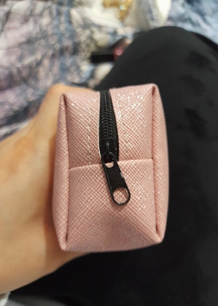 simli ışıltılı cüzdan pudra pembesi - Görsel 2