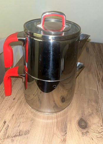 BERNARDO. Kırmızı Saplı Paslanmaz Çelik Çaydanlık - Görsel 4