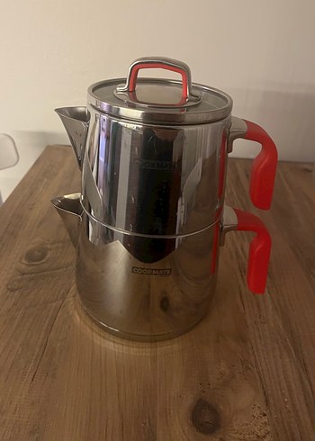 BERNARDO. Kırmızı Saplı Paslanmaz Çelik Çaydanlık - Görsel 2