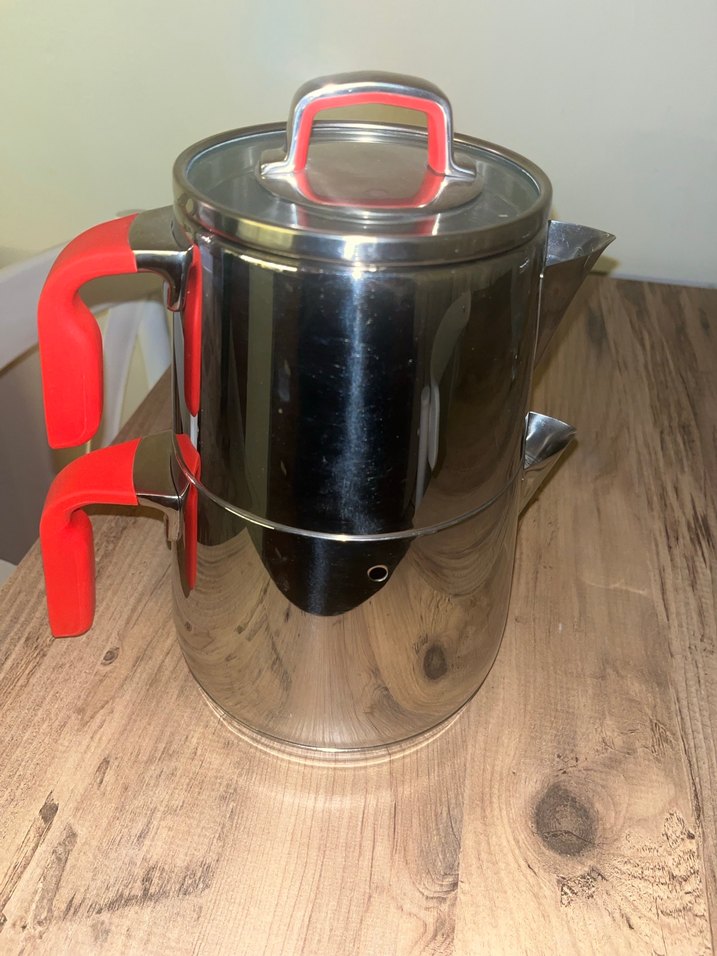 BERNARDO. Kırmızı Saplı Paslanmaz Çelik Çaydanlık - Görsel 4