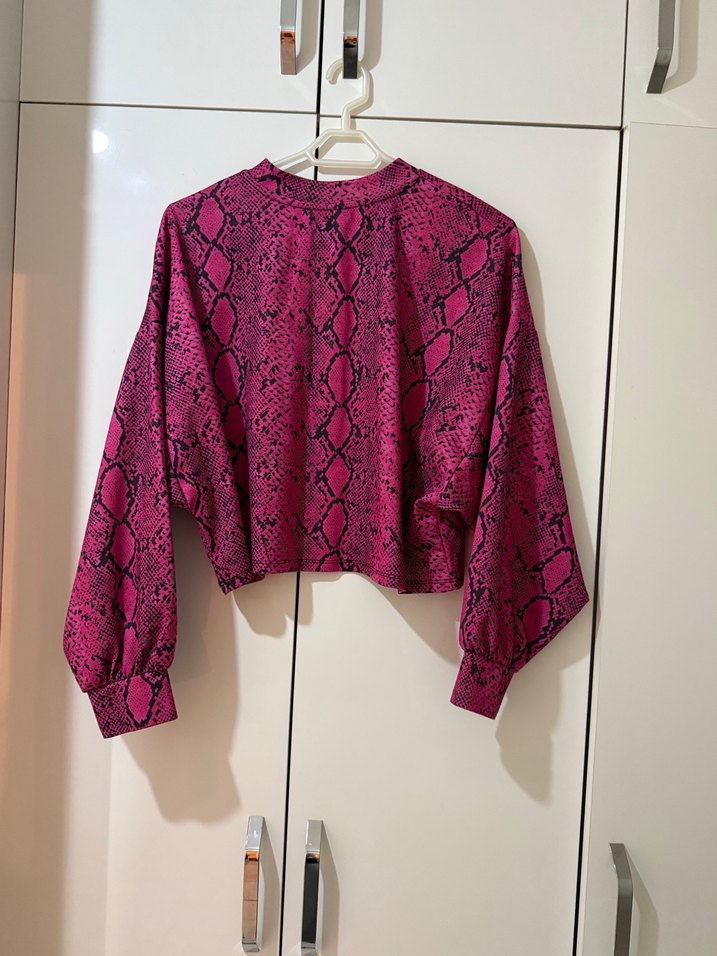 Pembe Yılan Desenli Uzun Kollu Bluz - Görsel 2