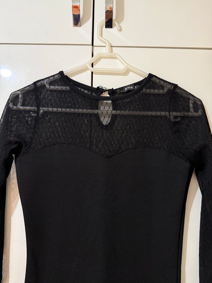 Siyah Midi Ofis Elbisesi - Görsel 3