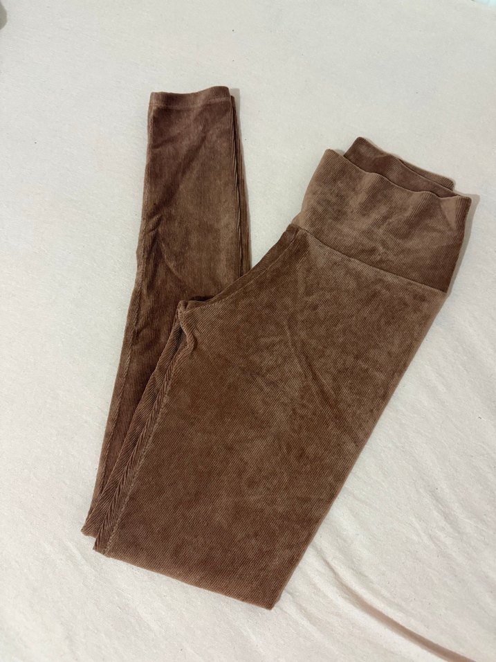 Kadın Kahverengi Kadife Tayt - Görsel 2