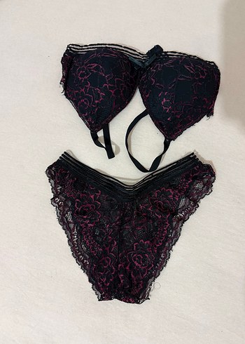 Bordo Gotik Dantelli Sütyen ve Külot Takımı - Görsel 2