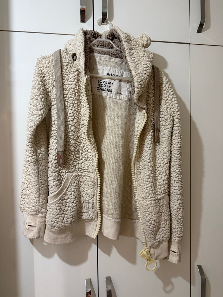 Bej Kapüşonlu Kadın Peluş Ceket - Görsel 3