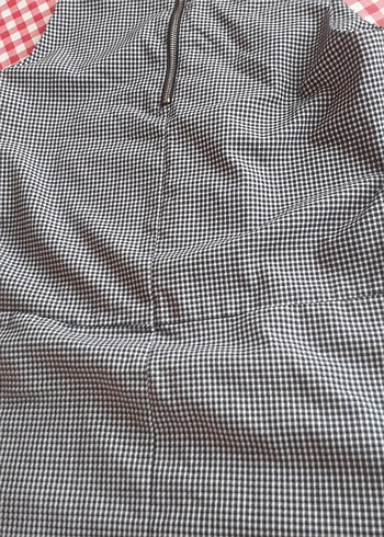 Gri Kareli Kemerli Askılı Mini Elbise - Görsel 5