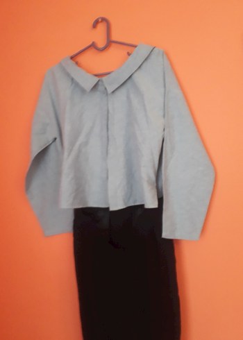 Gri Cep Detaylı salvar Pantolonu - Görsel 6