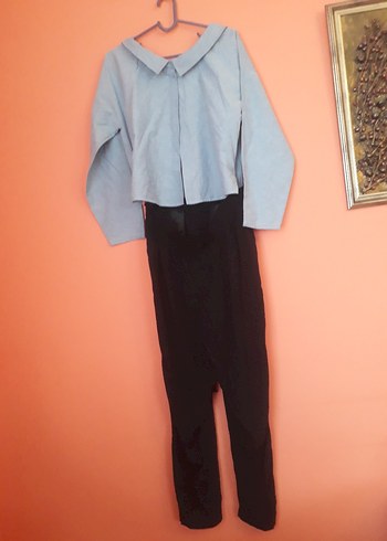 Gri Cep Detaylı salvar Pantolonu - Görsel 3